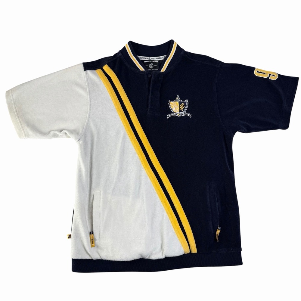 Vintage Y2K Rocawear Polo Shirt Youth 10/12 Blue Yellow Colorblock Hip Hop